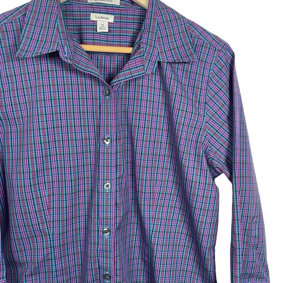 L.L. Bean Women’s Wrinkle Free Plaid Button Down in Red/Purple Multi Size M - Picture 6 of 8
